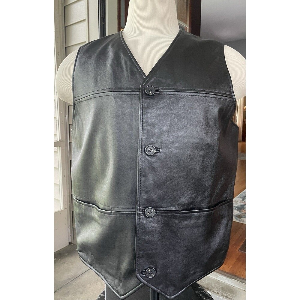 Wilsons Pelle Studio Leather Men's Vest Size XL Lined Two Pockets Adjustable